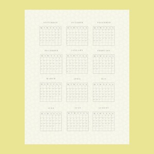 Monthly Academic Year Calendar INSTANT DOWNLOAD Printable - Etsy