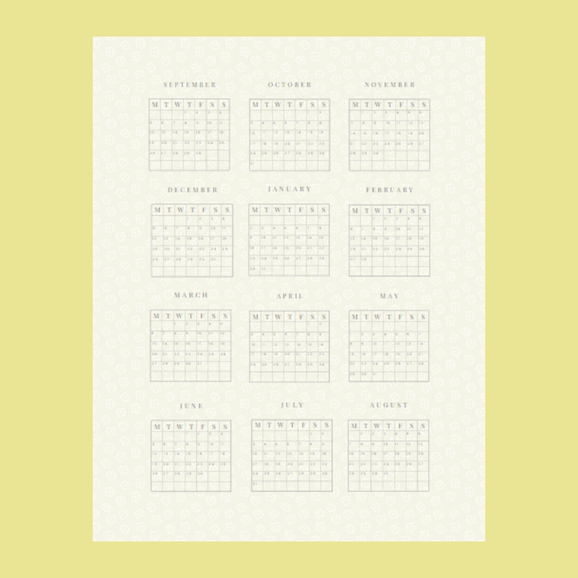 Monthly Academic Year Calendar INSTANT DOWNLOAD Printable - Etsy
