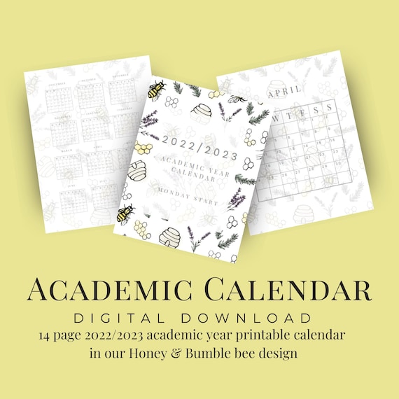 Monthly Academic Year Calendar INSTANT DOWNLOAD PRINTABLE - Etsy