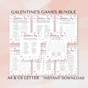 Galentines Day Spielepaket, druckbare Galentines Day Spiele, Galentines Zoom Party Pack, Valentinstagsaktivitäten, Mädchennacht, NB12
