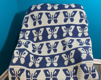 Butterfly Blanket Mosaic Crochet Pattern (PDF Digital Download)