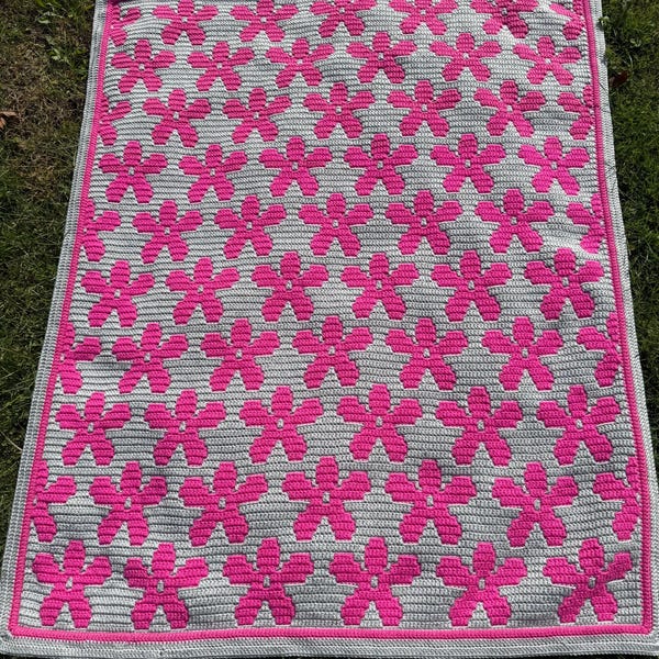 Patrón de mosaico de crochet con flor explosiva, diseño de mosaico de crochet superpuesto para principiantes avanzados, instrucciones con imágenes, descarga instantánea