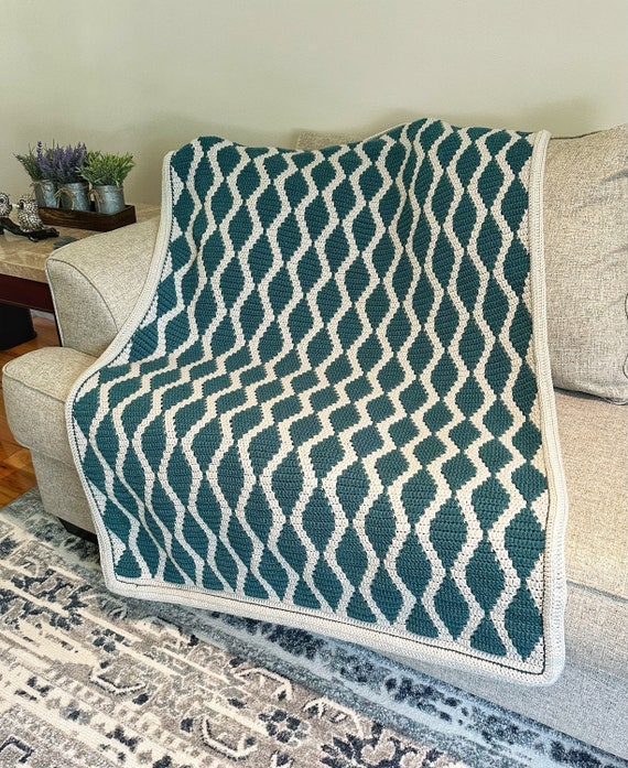 Diamond Overlay Mosaic Crochet Blanket Pattern