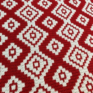 Mosaic Crochet Diamond Rows Throw Pattern, Beginner Overlay Mosaic Crochet Design , PDF Instant Digital Download, Instructions with pictures