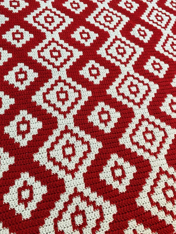 Mosaic Crochet Diamond Throw Pattern: Beginner-Friendly (PDF Digital Download)