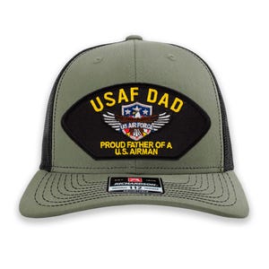 USAF Air Force Dad - Proud Father of a US Airman Ball Cap - Richardson™ Trucker Hat & Other Styles