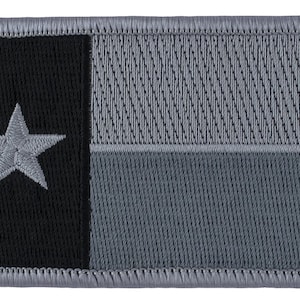 Texas State Flag Patch w/ Hook Fastener Backing Forward Subdued Silver Colors 2&quot; x 3 3/8&quot;