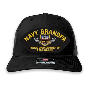 Navy Grandpa - Proud Grandfather of a US Sailor Ball Cap - Richardson™ Trucker Hat & Other Styles