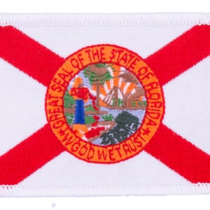 Florida State Flag Patch Full Color 3 1/8&quot; x 2 1/8&quot; - Choose Backing