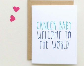 New Baby Card, Congratulations on the new baby card, Tiny Human, Newborn,  Pregnancy, Baby Shower card, Cancer baby Card, July baby