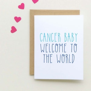 Neue Baby-Karte, Herzlichen Glückwunsch zur neuen Baby-Karte, Tiny Human, Neugeborene, Schwangerschaft, Baby-Dusche-Karte, Krebs-Baby-Karte, Juli-Baby