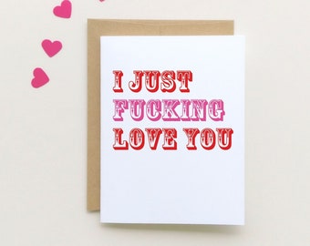 I just fucking love you, Valentines Day Card, Every Day Love Card, Card for boyfriend, Card for Girlfriend