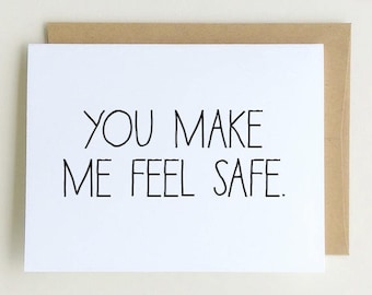 you make me feel safe, Caregiver Card, Card for Nurse, Card for Healthcare, Caretakers Card