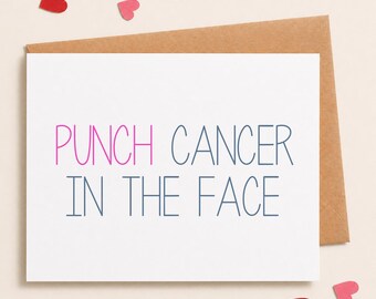 Cancer Card | Punch Cancer in the Face | Get Well Soon| Cancer Awareness Card| Funny Cancer Card |  Breast Cancer