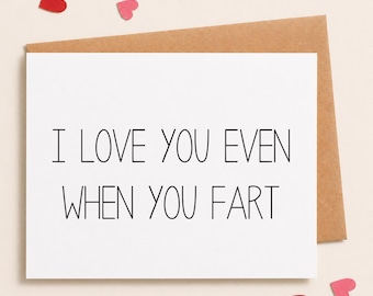 Funny Fart Valentine's Day Card, Valentines Day Card| Funny Anniversary Card