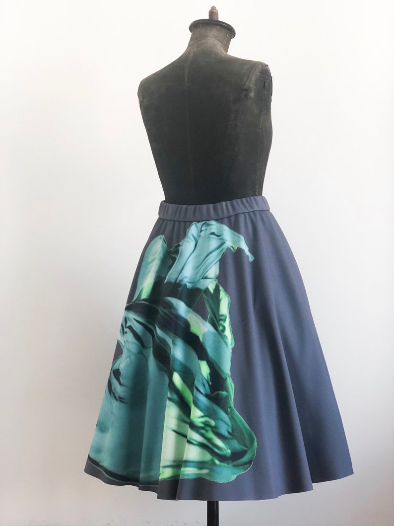 Digital printed skirt.Avant garde skirt.Wide printed skirt.Exclusive skirt.Designer full skirt.Fine art printed clothing.Colorful midi skirt