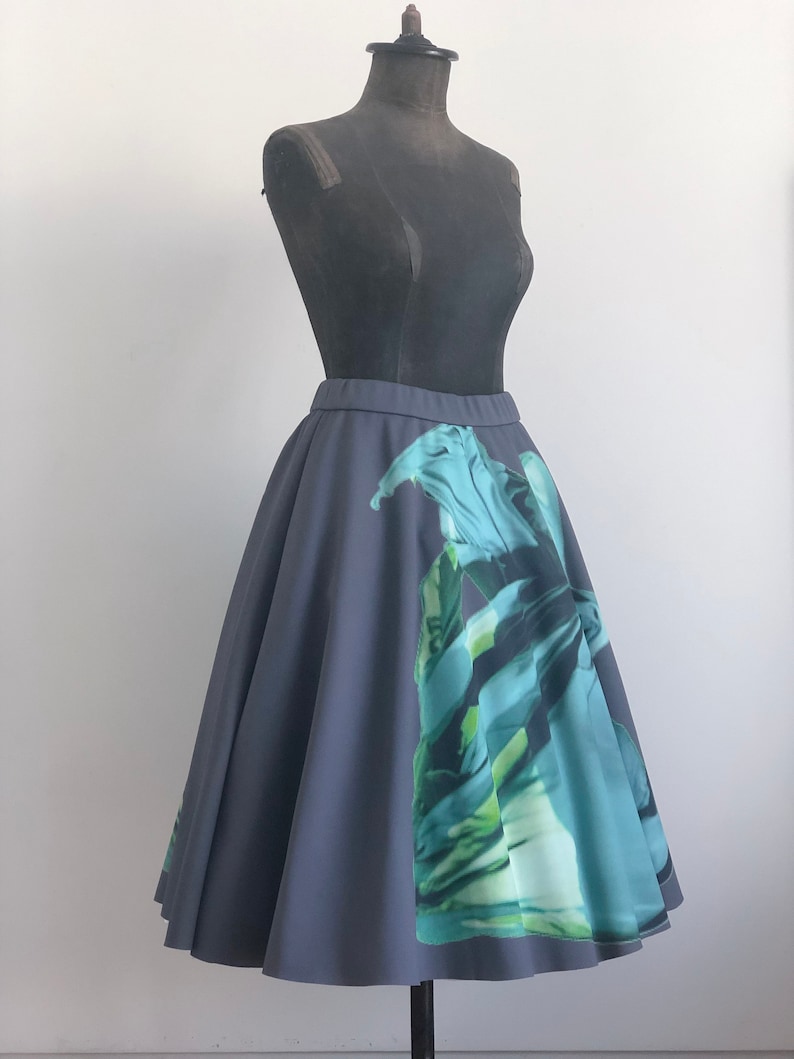 Digital printed skirt.Avant garde skirt.Wide printed skirt.Exclusive skirt.Designer full skirt.Fine art printed clothing.Colorful midi skirt
