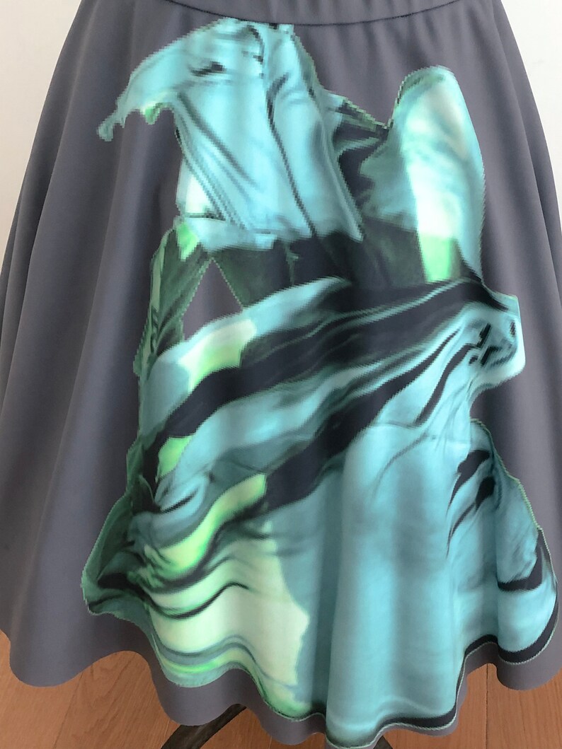 Digital printed skirt.Avant garde skirt.Wide printed skirt.Exclusive skirt.Designer full skirt.Fine art printed clothing.Colorful midi skirt