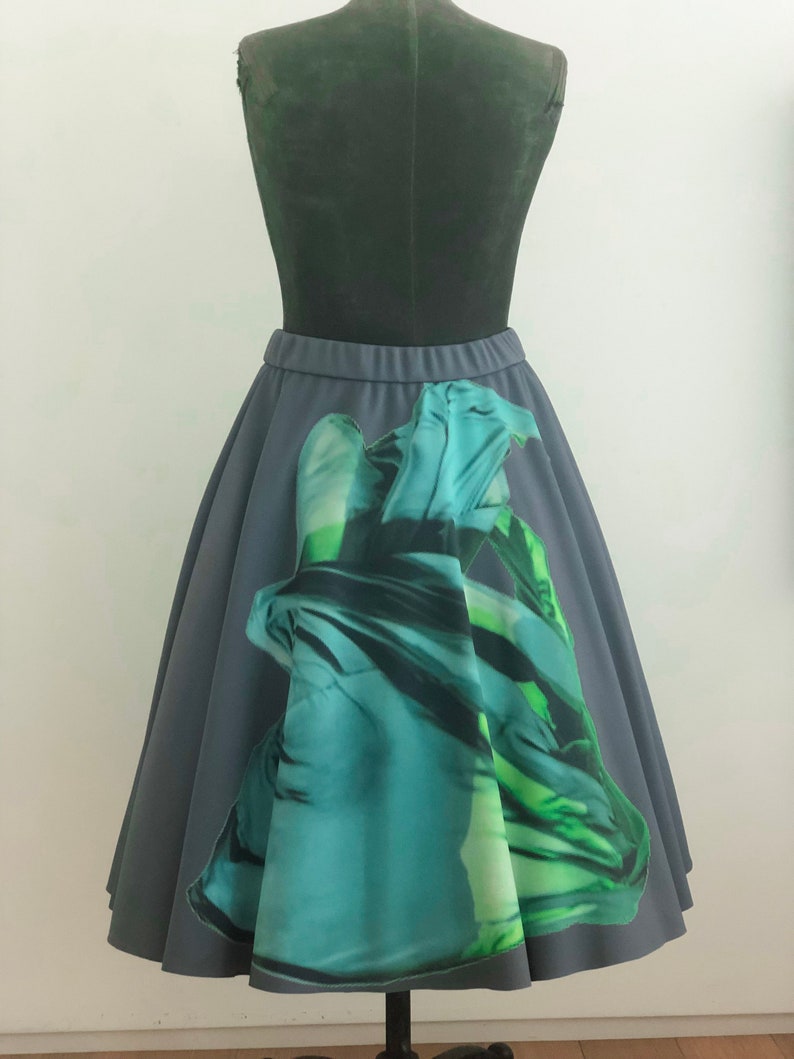 Digital printed skirt.Avant garde skirt.Wide printed skirt.Exclusive skirt.Designer full skirt.Fine art printed clothing.Colorful midi skirt