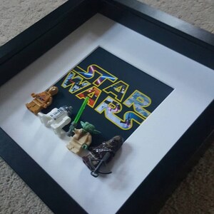 Darth Vader Stormtrooper Yoda C3PO R2D2 Star Wars Minifigures 3D Frame custom made to order Brick Figure Art, Framed Gift image 3