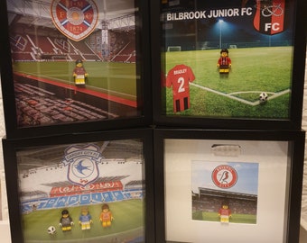 Any Football  minifigure 3D frames ANY TEAM / PLAYER present gift him her Brick Figure Art, Framed Gift