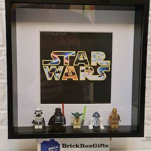 Darth Vader Stormtrooper Yoda C3PO R2D2 Star Wars Minifigures 3D Frame custom made to order Brick Figure Art, Framed Gift image 1