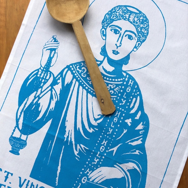 Tea Towels for Wine Lovers. St Vincent of Spain. The Patron Saint of Wine.....