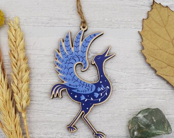Folklore Crane Wooden Hanging Decoration
