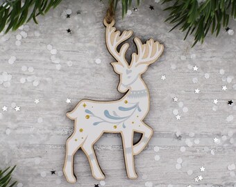Winter Stag Wooden Christmas Decoration