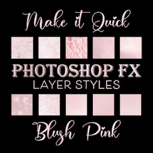 Photoshop Styles, Photoshop Templates, Photoshop Preset Layer Style für Text, Photoshop Effekte Blush Pink Girly Schriftart Photoshop Text Effekte