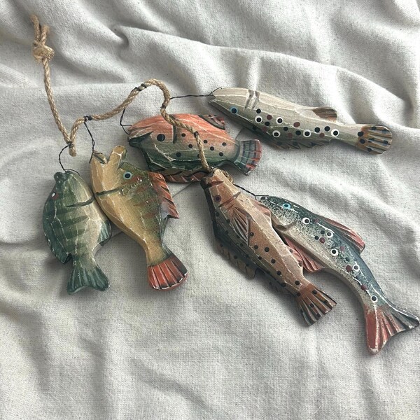 Decorative Wooden Fish on a Stringer Wall Hanging