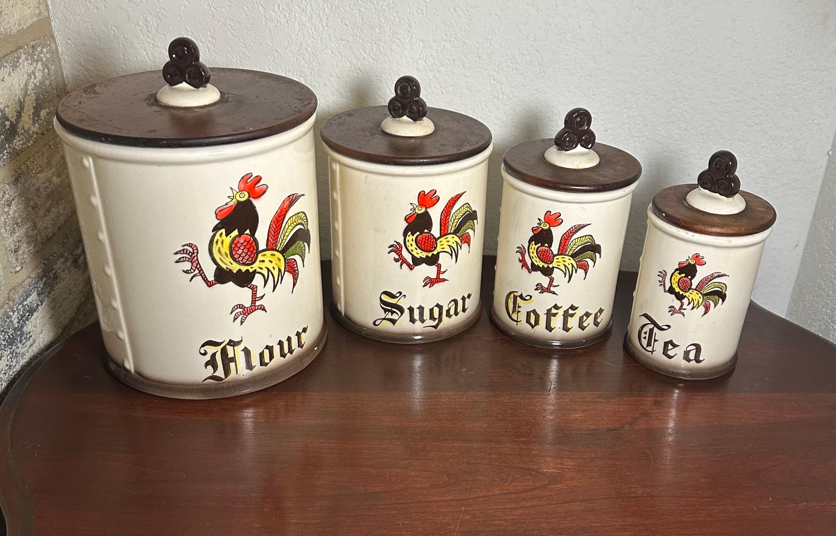 Red Rooster Poppy Trail by Metlox Canister Set, Flour, Sugar
