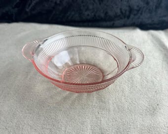 Pink Depression Glass Individual Berry / Dessert Bowls, 1 1/2" tall, 4 1/2" diameter, Anchor Hocking Coronation