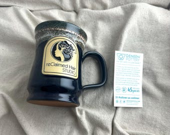 Deneen Pottery Mug, Blue Purple Drip Glaze, reClaimed Hair Studio