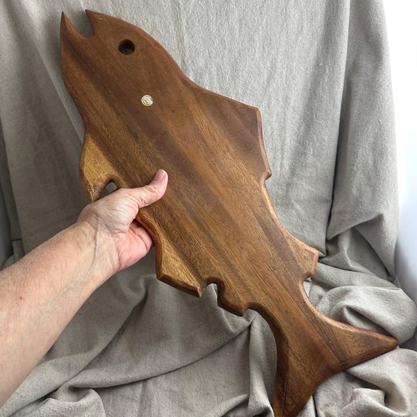 Vintage Wooden Fish Shaped Serving or Charcuterie Board, Philippines