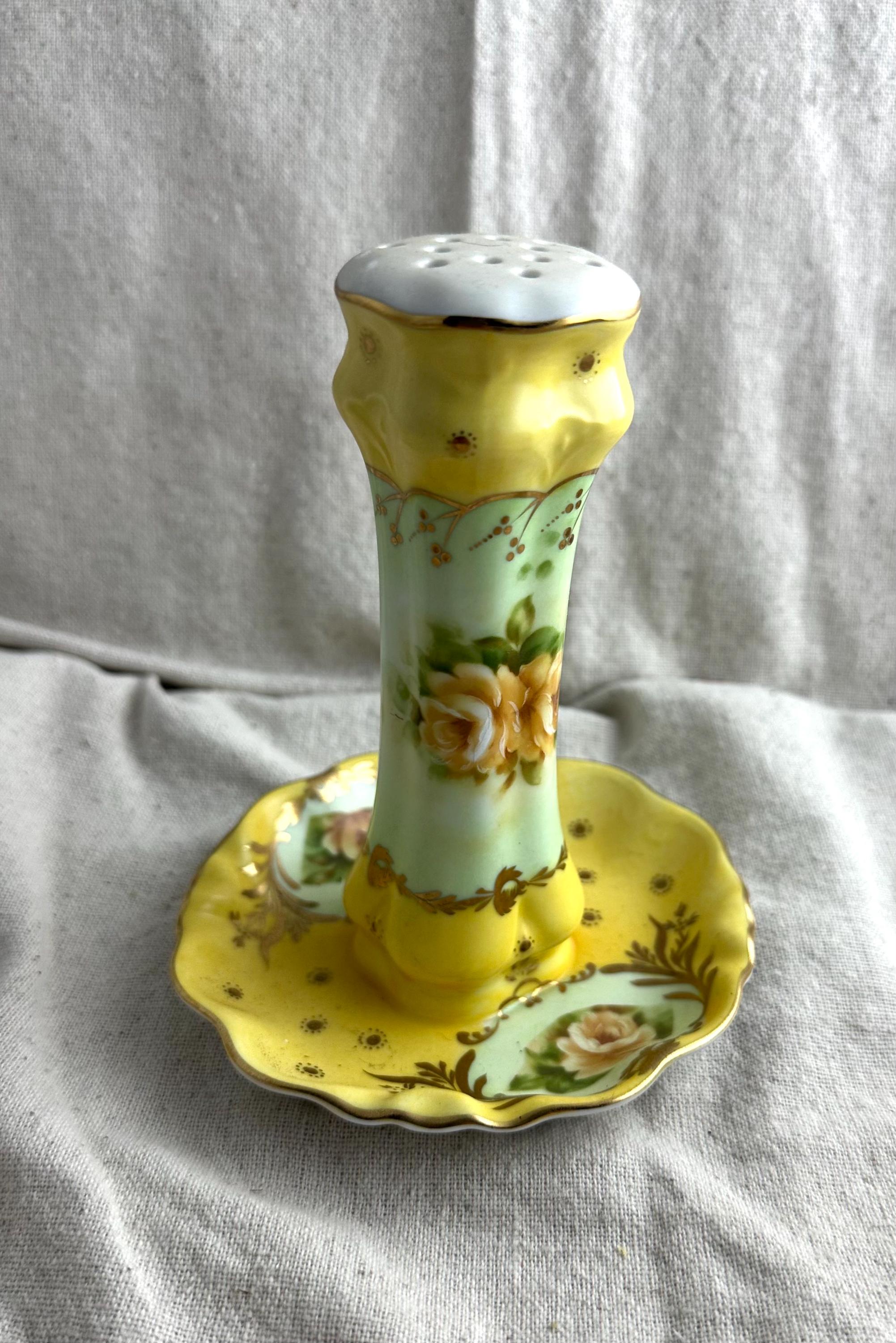 Antique Limoges France Hat Pin Holder 9-Hole Porcelain Floral Gold Trim EUC Hat Pin Limoges - Etsy main image 2