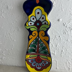 Talavera Spoon Rest, 10&quot; x 3 1/2&quot;, hand painted, Mexico, preowned, home decor, unbranded
