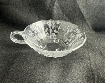 Fostoria Crystal Flared Nappy Dish, Baroque Shape, Chintz Pattern