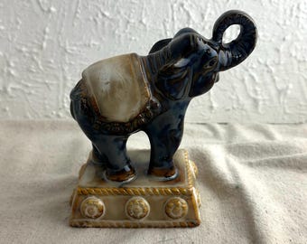Ceramic Elephant Figurine, Blue-Gray Home Decor
