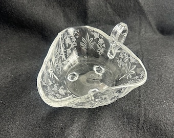 Fostoria Crystal Triangular Nappy Dish in the Chintz Pattern, Baroque Shape