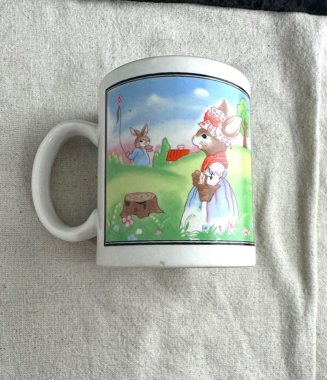 Retro Bunny Rabbit Coffee Mug Colorful Graphics Etsy 