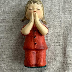 Schmid Praying Little Girl Figurine, ceramic, 4&quot; tall, vintage 1950&#39;s, preowned