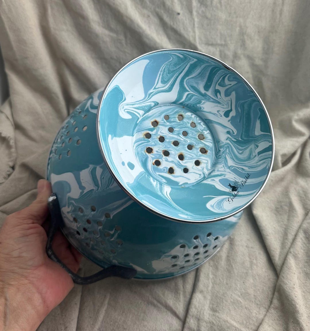 Rusty Colander Golden Rabbit Splatter Design Colander, Rusty and Crusty - Etsy