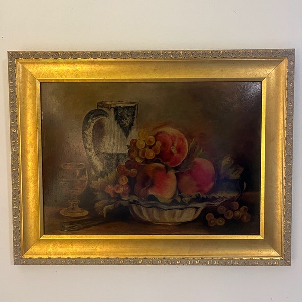 Framed Still Life Fruit Oil Painting on Canvas
