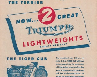 Original Vintage Triumph Motorcycle Advertisement