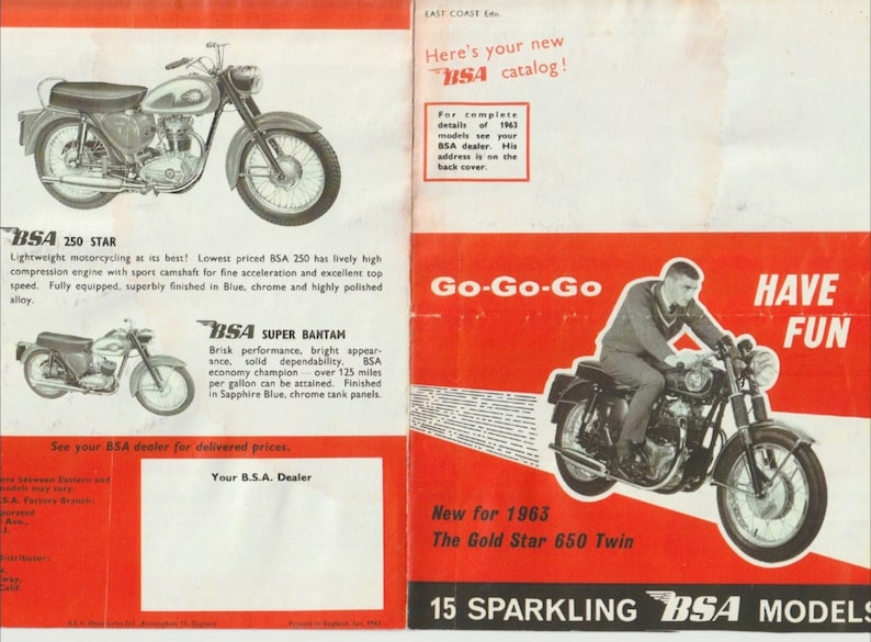 Original Vintage BSA Motorcycle Catalog Etsy