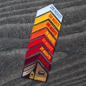 Camping Nights Achievement Patches - Outdoor Award Badges