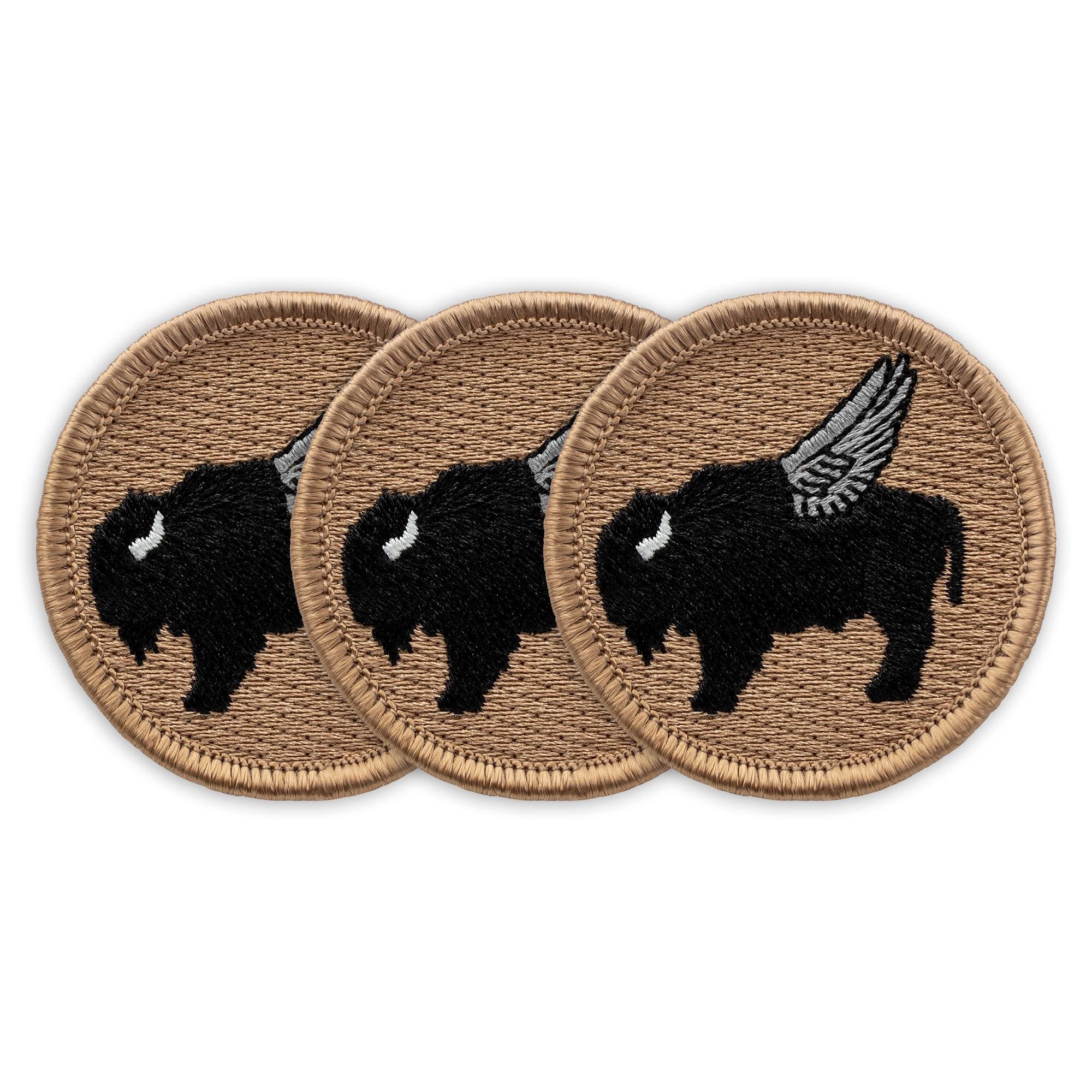 Black Flying Buffalo Patch – 2 Inch Diameter Embroidered Patch - Etsy