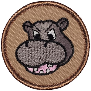 Hippo Patch (524) 2 Inch Diameter Embroidered Patch