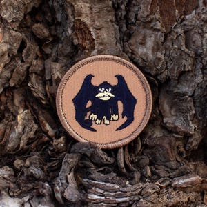 Navy Blue Flying Monkey Patch (024C) – 2 Inch Diameter Embroidered Patch